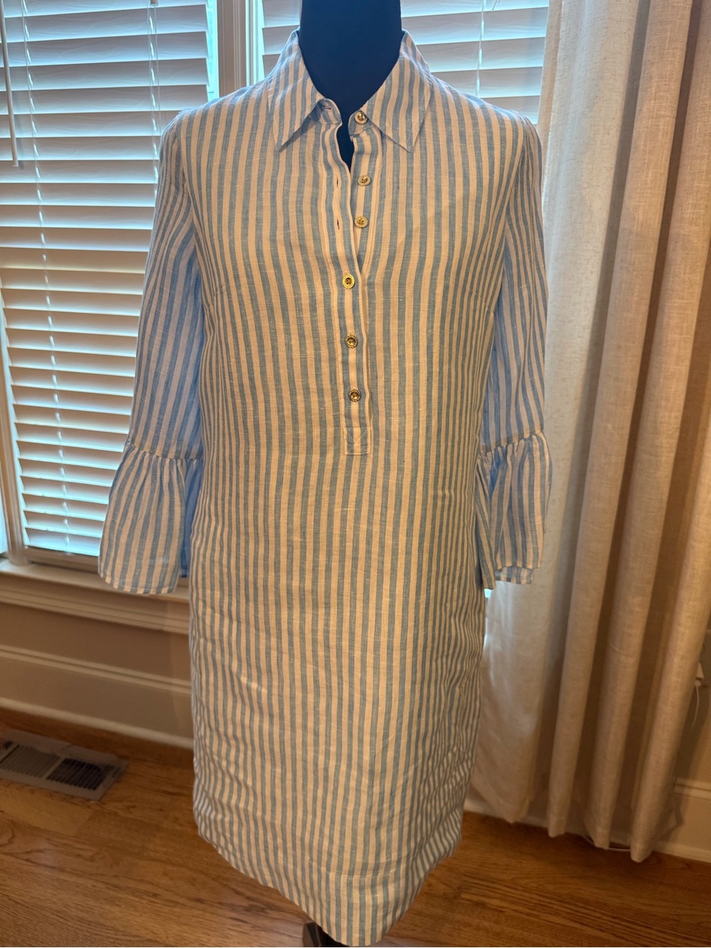 Lilly Pulitzer 3/4 Sleeve Striped Midi Shirt Dress